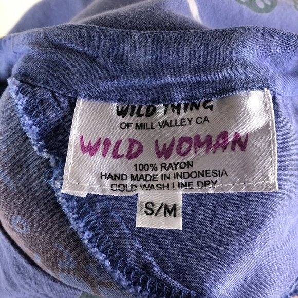 Wild Thing Wild Woman Lavender Patchwork Batik Short Sleeve Tunic Boxy Tee S/M - Picture 5 of 11